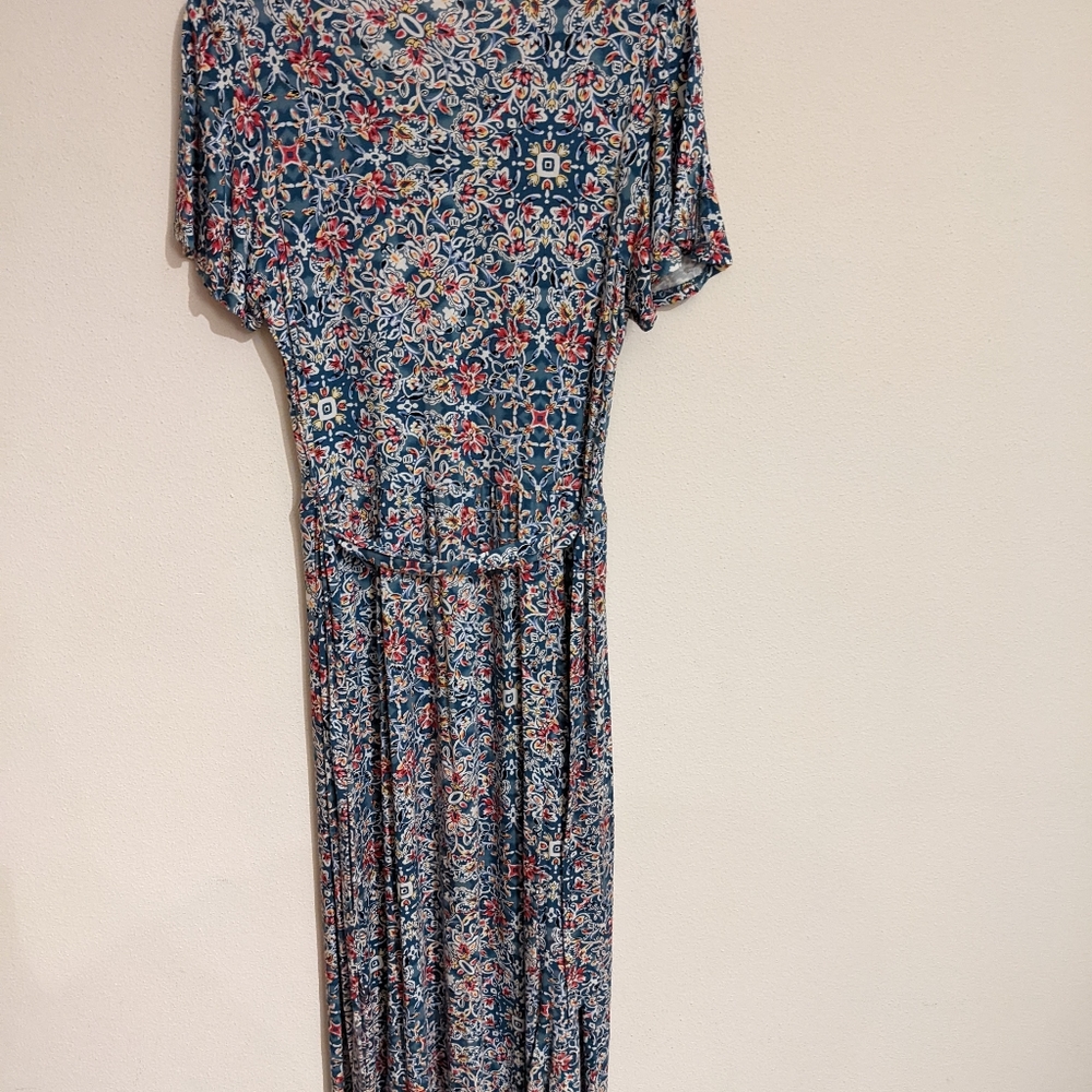 Loveappella Hayven Hankerchief Hem Dress in Teal Green, Large - Picture 6 of 7